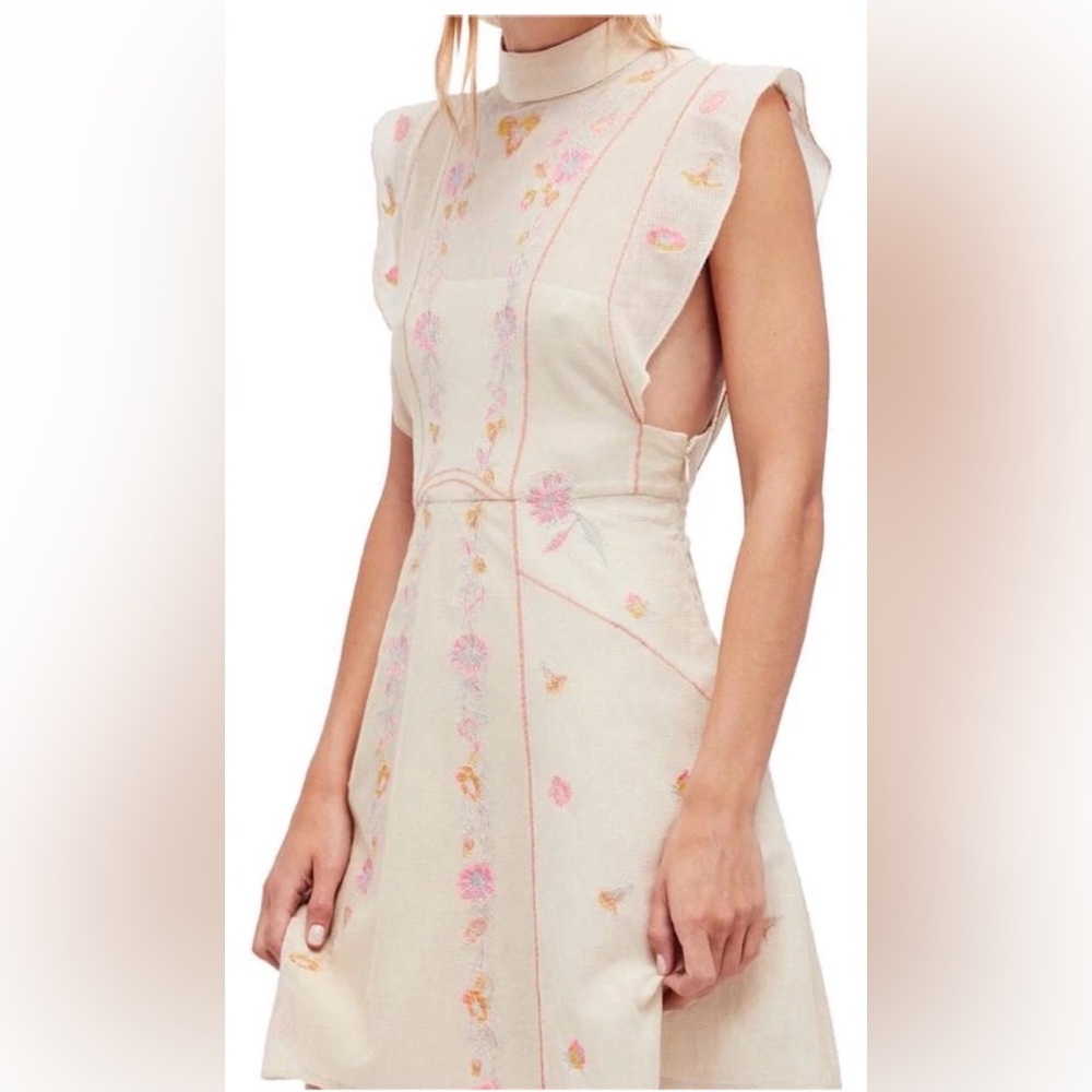 New Free People Riviera Embroidered Mesh Mini Dress - Picture 3 of 9